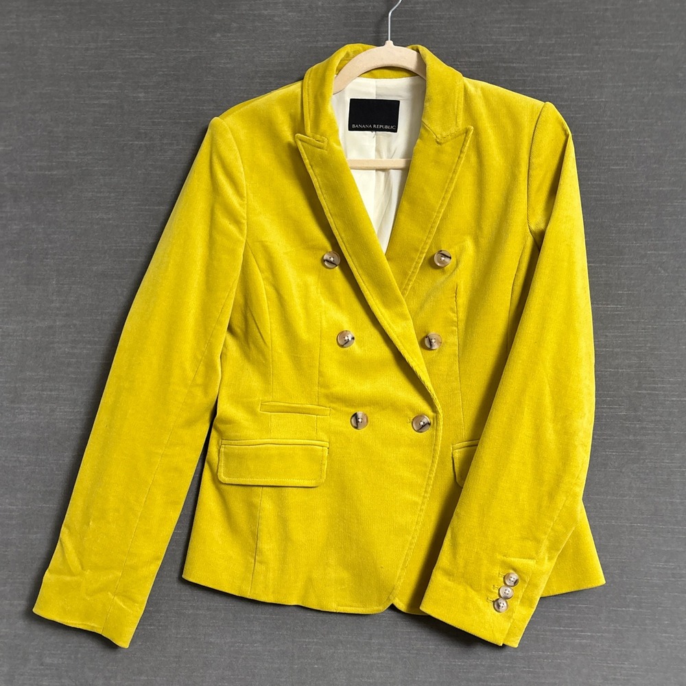 Banana Republic Blazer 2/4 Yellow Corduroy Double Breasted Fall Winter Jacket